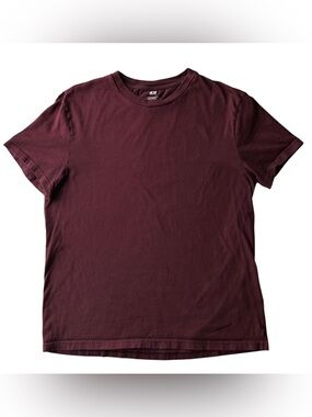 H&M Men’s Burgundy Tee Medium Modern Utility Neo-Minimalism